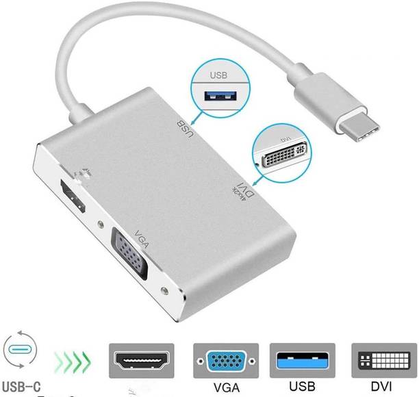 microware USB Type C to HDMI VGA DVI USB 3.0 Adapter Media Streaming Device