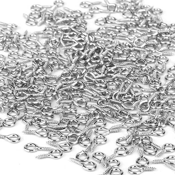 Excellentcrafts Nickel/Antique Silver Color Eye Screw for Jewellery Making Pack of 50 Pcs