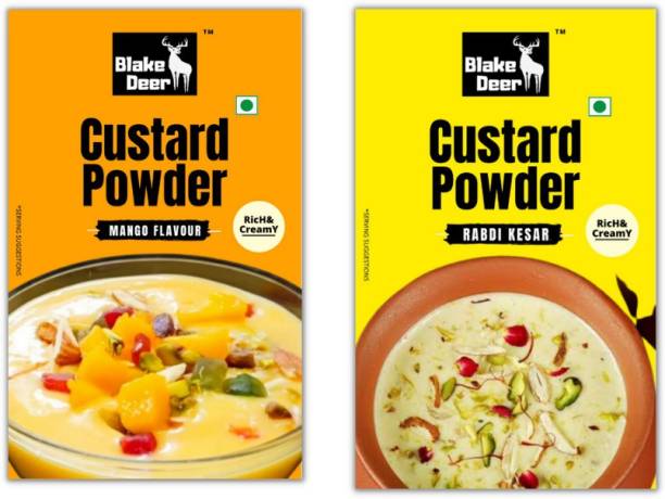Blakedeer Custard Powder Mango| Rabdi Kesar Flavour Combo, 200g Custard Powder