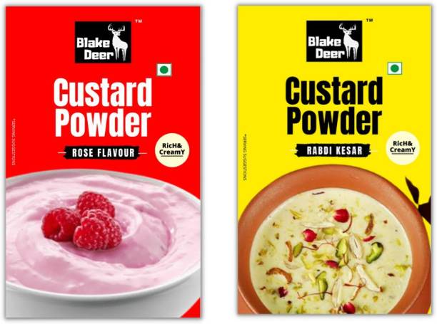 Blakedeer Custard Powder Rose| Rabdi Kesar Flavour Combo, 200g Custard Powder