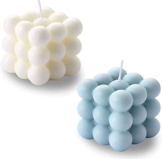 Eclectic Home Cube Soy Wax Candles, Jasmine Home Decor Candle, Scented Candle Set 2 Piece Candle