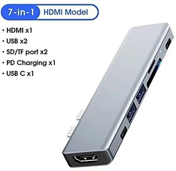 Triangle Ant 7 in 1 Type C Hub Adapter for MacBook Pro and USB C to HDMI, TF/SD Card Reader | Support TF/SD Card Reader 4K 2K (380-2160 ) 30Hz & 87w power adapter PD USB C To HDTV HDMI TF SD Card USB 3.0 Multipurpose Device