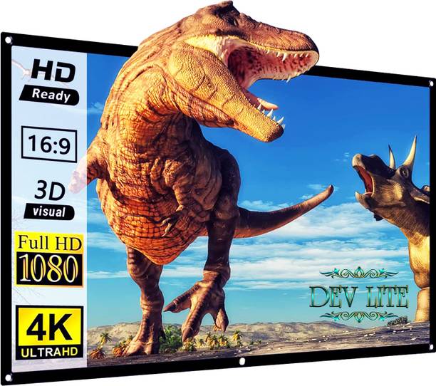 Dev Lite Premium 73 Inch- 5.4Ft x 3Ft (Anti-Creased) (Foldable) (Anti-Light) 16:9 4K Eyelet HG Projector Screen (Width 162.5 cm x 92 cm Height)