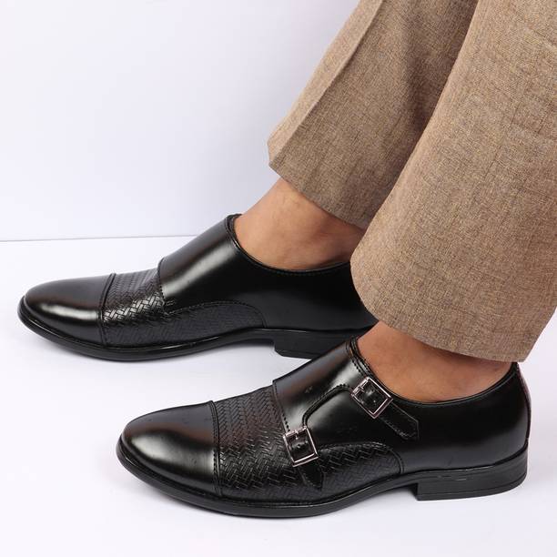 Double Strap Formal Office Meeting Comfort with TPR Welted Sole Slip On Shoes Monk Strap For Men