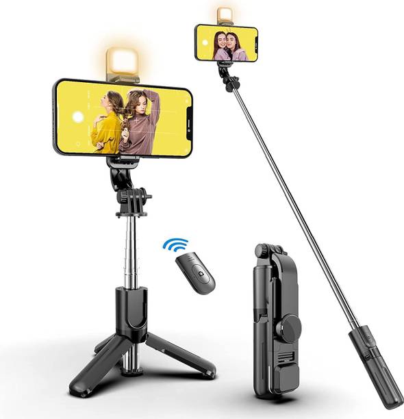 CHG Selfie Stick with led Light, Bluetooth Extendable Selfie Stick Tripod with Light 3 Axis Gimbal for Mobile, Camera