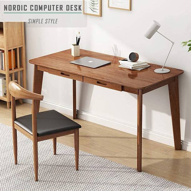 FURNITUREHUB Study Table Home Office Laptop Computer Living Room Writing Desk Solid Wood Study Table
