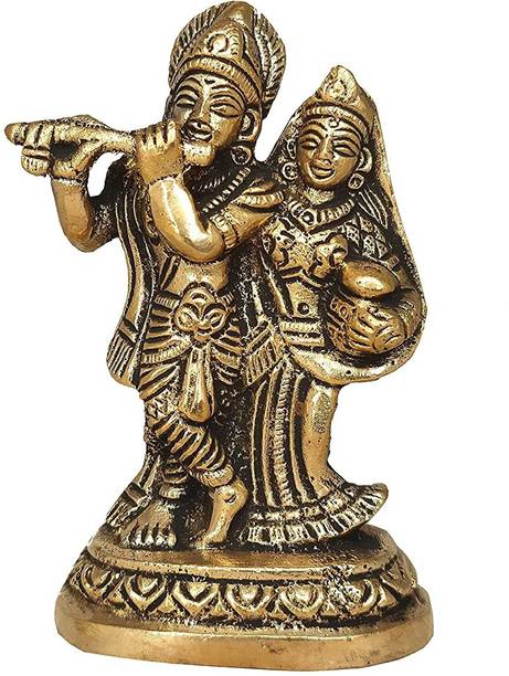 vrindavan shopi Lord Radha Krishna Murti Decor Figurine Radha Krishna Janmashtami Gifts 200gms Decorative Showpiece  -  6 cm