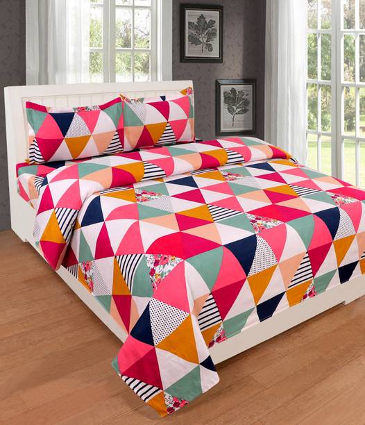 RisingStar 220 TC Cotton Double Geometric Flat Bedsheet