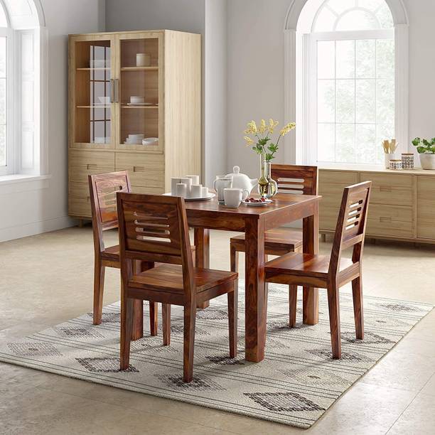 Krishna Art Sheesham Wood 4 Seater Dining Table Set with Chairs for Dining Room Home Solid Wood 4 Seater Dining Set