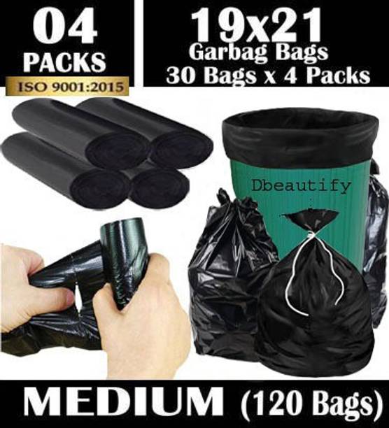 dbeautify 19*21 Dustbin Bags Pack of 4 Biodegradable Bags in Black Colour Medium Medium 13 L Garbage Bag  Pack Of 120