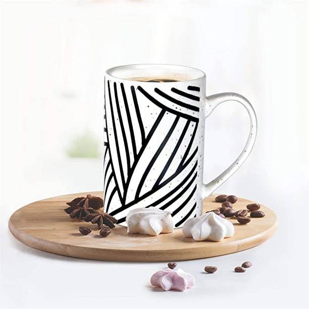 TREO Artisan Ceramic, 1 Piece, 400 ml, Zebra Strips | Coffee | Tea | Milk Ceramic Coffee Mug