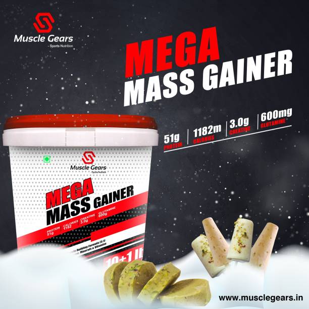 Muscle Gears Mega Mass Gainer 10lbs Malai Kulfi Weight Gainers/Mass Gainers