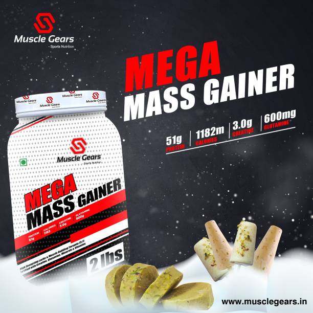 Muscle Gears Mega Mass Gainer 2lbs Malai Kulfi Weight Gainers/Mass Gainers