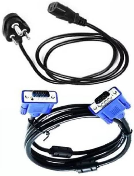 SVDK  TV-out Cable Male to Male 15 Pin VGA and Power Cable for Computer CPU, Monitor, Printer Combo