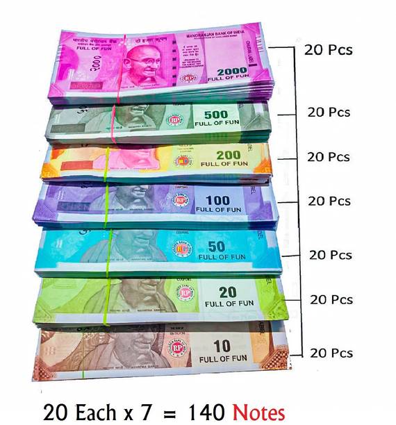 4GX 2022 Dummy Currency 140 Note for Kids 20 Units Each Denomination All New Fake Note Gag Toy
