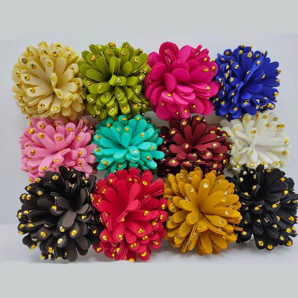 Myra Collection Velvet Fashion Fabric Rose Flower Hair Clip For Women Pack Of 12 Hair Clip