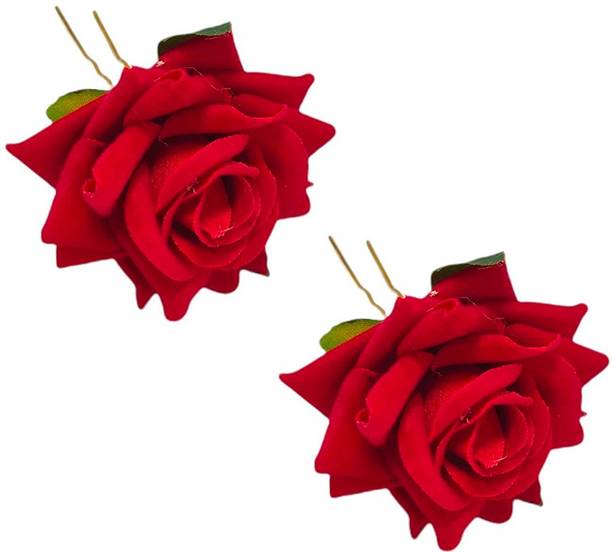Myra Collection 2 pcs Red daimand chimti for girls Hair Pin