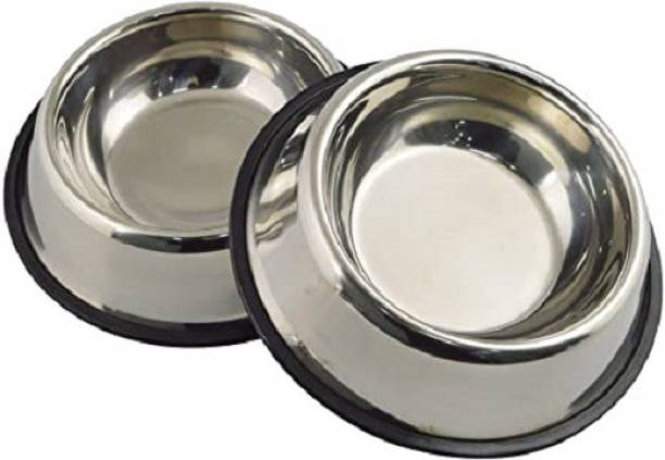 Furever Friends Cat/Dog Bowl Anti Skid Non Tip Cat Bowl (200ml,Extra Small,Silver) Stainless Steel Pet Bowl