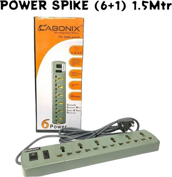 BIGGEAR Cabonix Spike Power extension (6+1) surge protector with 1.5mtr Cable 6  Socket Extension Boards