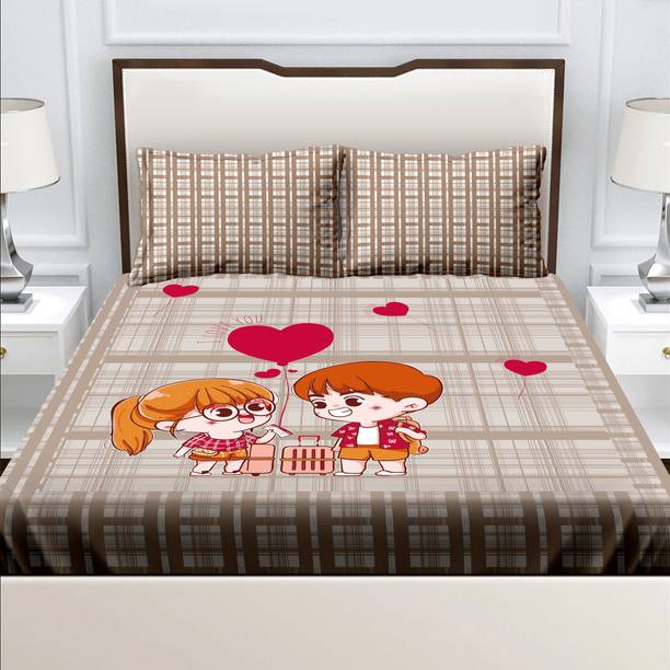 BELLA CASA 150 TC Cotton King Floral Flat Bedsheet