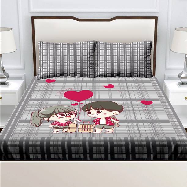 BELLA CASA 150 TC Cotton King Floral Flat Bedsheet