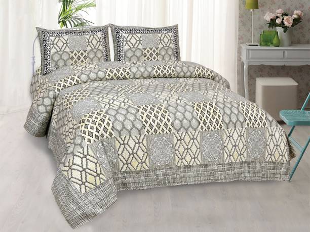 Chitra Moda Cotton King Flat 280 TC Printed 1 Bedsheet with 2 Pillow Covers