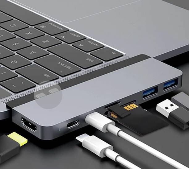 Triangle Ant ™7 in 1 USB-C to 2 Ports USB3.0-A Hub + HDMI + TF/SD with PD Power Supply USB Type C Hub Adapter, Dual Type-C USB C To HDTV HDMI TF SD Card USB 3.0 Multipurpose Device