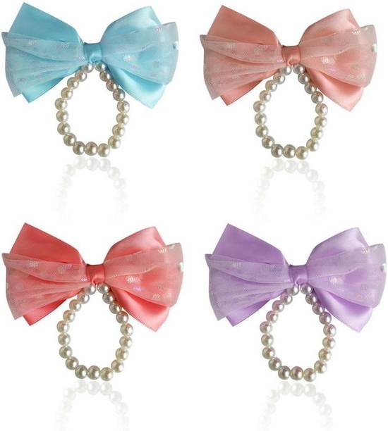 Myra Collection 4 PCS Kids Party Stylish Pearl Bow Hair Clip For Girls - (STYLE-3) Banana Clip
