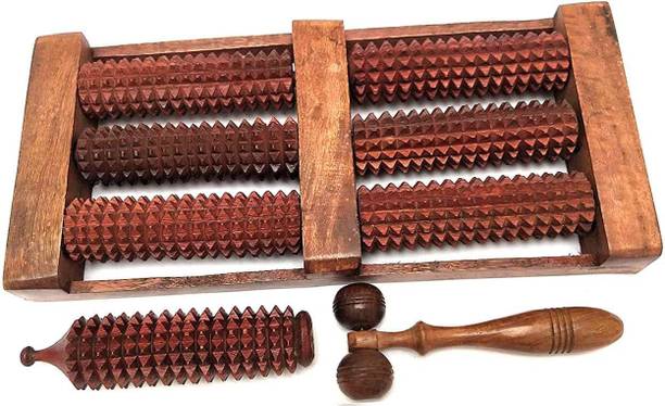 STUFFCOLLECTION STUFF012 Wooden Foot Massager Double Foot Massager,Face Massager,Hand Roller (Pack of 3) Massager
