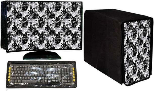 Wacky Computer Cover Full Set for 19 inch Computer Monitor, Keyboard (8*18 Inch) and CPU (7.5*18*16 Inch)  - CC-19-IN-BLC-LEAF_P1