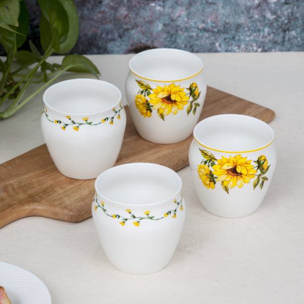 CLAY CRAFT Kullhads Yellow Color - Set of 4 Ceramic Coffee Mug