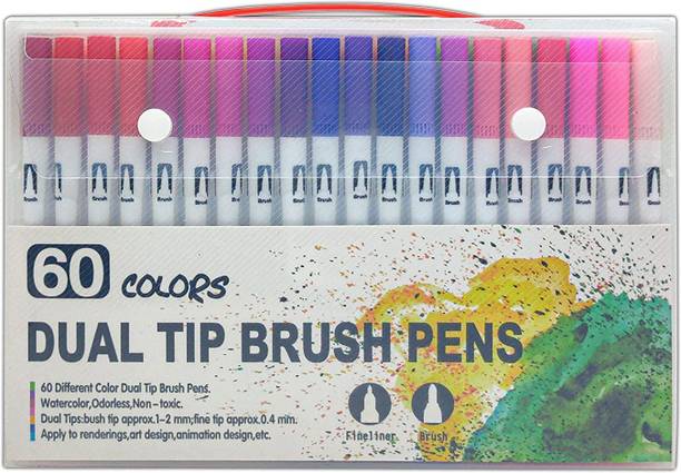 JR Enterprises ual Tip Brush Marker Pens Artistic Watercolour 60