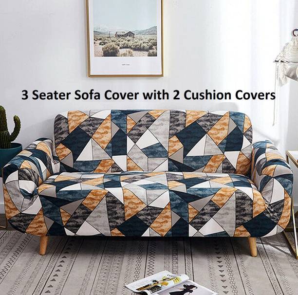 lukzer Polyester Geometric 3 Seater Sofa Cover