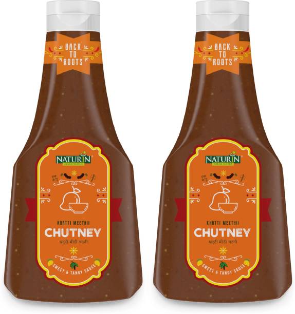 Naturin Khatti Meethi Chutney, Pack of 2 | Sweet & Tangy Imli Chutney, 425x425g Chutney Paste