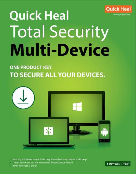 Quick Heal 5 PC 1 Year Total Security for Multi Device (Email Delivery - No CD)