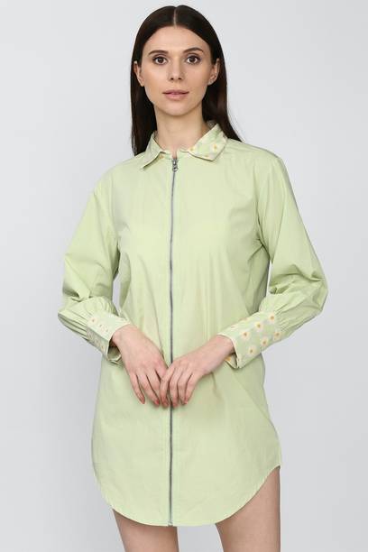 Women A-line Green Mini/Short Dress