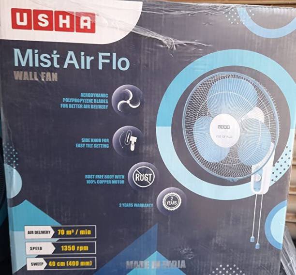 USHA Mist Air Flo 400mm Wall Fan (Light Blue) 400 mm 3 Blade Wall Fan