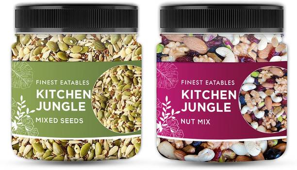 किचन जंगल कॉम्बो पैक [नटमिक्स + मिक्स्ड सीड्स] [हेल्दी एंड न्यूट्रीशियस ] असॉर्टेड सीड्स और नट्स थैली