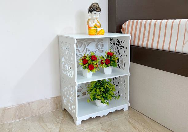 SS ARTS Bedroom Night Lamp Stand, Side Table with Storage Shelves Engineered Wood Bedside Table