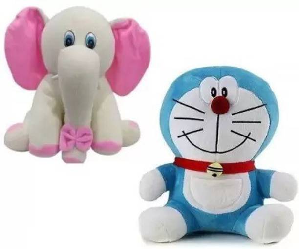 DHAAM Combo of Doraemon & Baby Elephant  - 30 cm