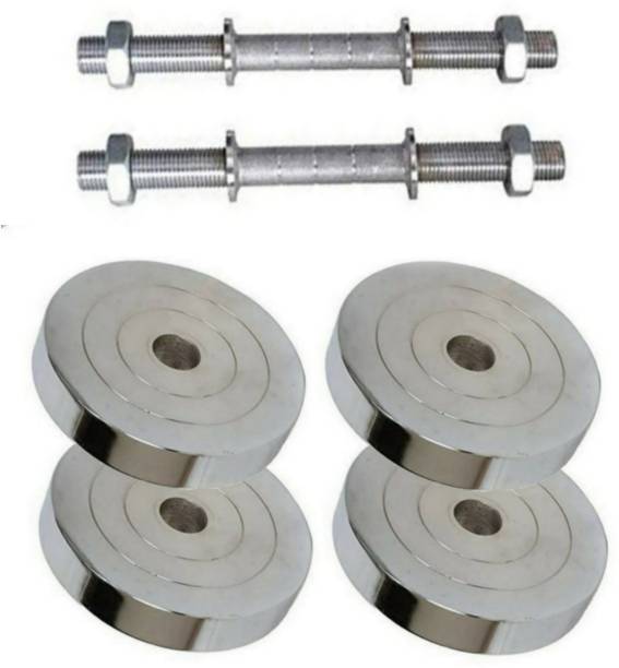 V Fit 10 kg Steel Weight Plates ( 2.5 kg × 4 ) with Solid Steel Dumbbell Rods Pair Adjustable Dumbbell