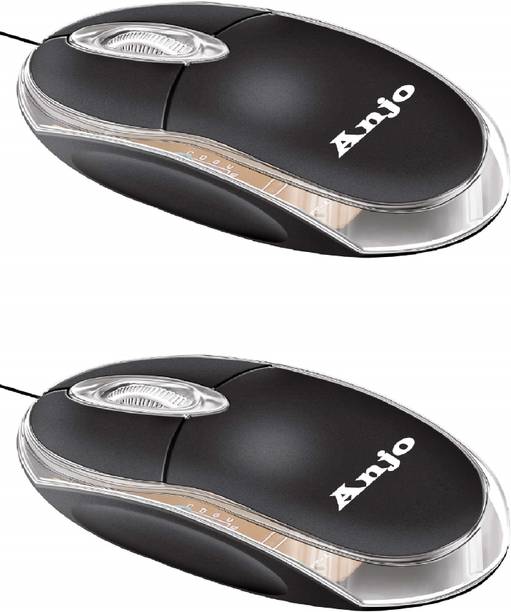 ANJO Combo (Pack of 2) Wired Mouse with LED Lights & Optical LED Sensor Tracking Wired Ambidextrous Optical  Gaming Mouse