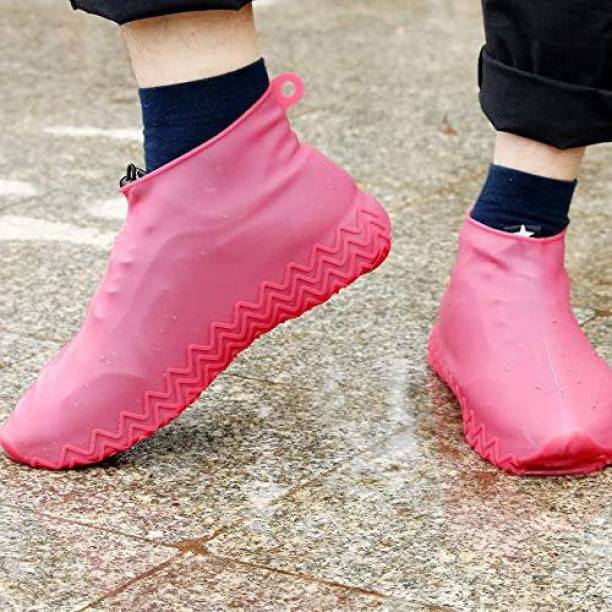 Paruni Creation Reusable Rainproof Silicon Waterproof Shoe Waterproof Cover Multicolored Silicone PINK Boots Shoe Cover, High Ankle Shoe Cover, Toes Shoe Cover