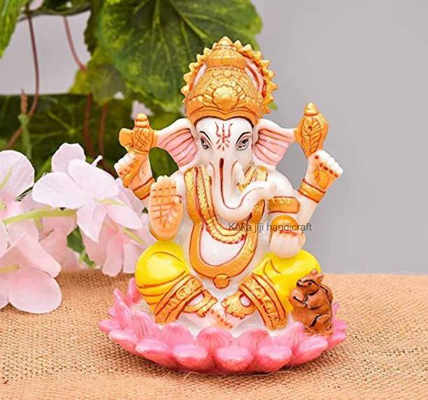 Badgoti Handicrafts Marble Dust Lord Ganesha Statue for Home Temple Decoration Decorative Showpiece  -  13 cm