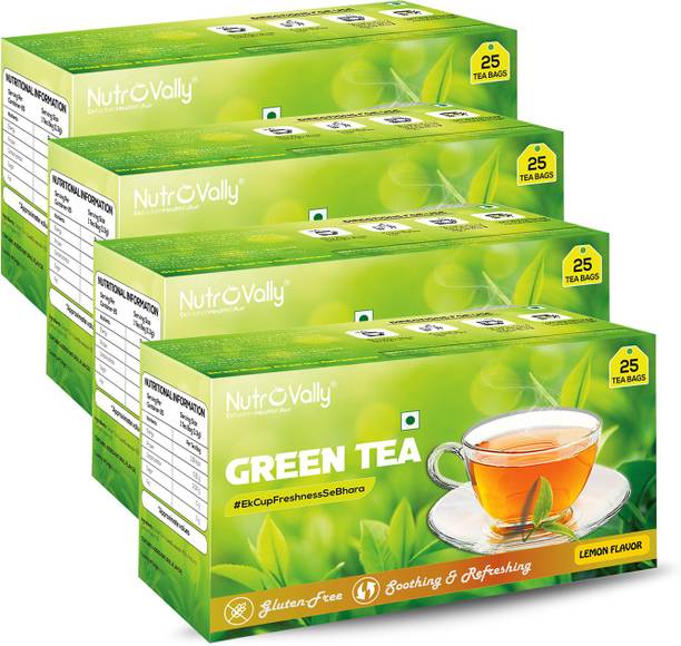 NutroVally Green Tea for weight loss & Build Immunity | Premium green tea leaves Lemon Green Tea Bags Box