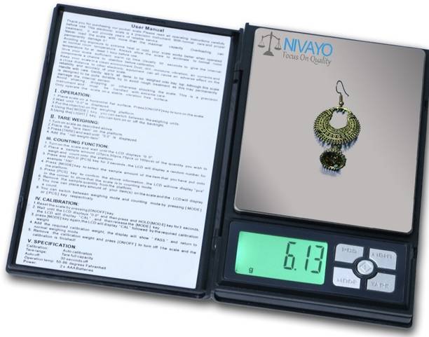 NIVAYO NOTEBOOK DIGITAL WEIGHING SCALE FOR JEWELLERY,,HOME,LAB, MULTIPURPOSE USE,WEIGH UPTO 500 GRAMS,TM-,I99(BLACK) Weighing Scale