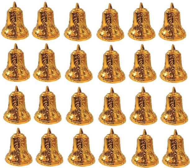AARSHI CREATION Antique Embossed Plastic Jingle Bells for Home Decor 3Inch - Pack of 24 Ornamental Bells Pack of 24