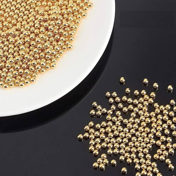Utkarsh Pack of 100 Gram (400 Pcs Approx) 8mm Gold Moti Balls Pearl Bead Craft Material