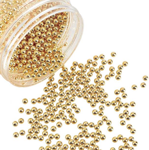 Airtick Pack of 200 Gram (800 Pcs Approx) 8mm Gold Moti Balls Pearl Bead Craft Material