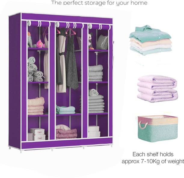 SPIRITED C2 Premium 3 Door 10 Shelf PP Collapsible Wardrobe
